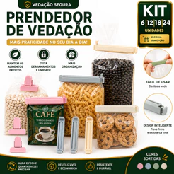 Prendedor02 Lacre Vedação Para Pacotes 6/12/18/24 Reutilizável Fecha Embalagens Café Snacks Alimentos Mantém Fres