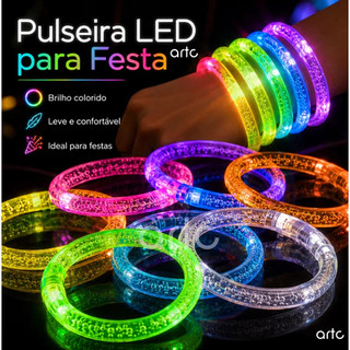 Pulseira Led Neon Kit 10 - 20 - 30 - 40  Coloridas Festa Aniversário Rave Balada