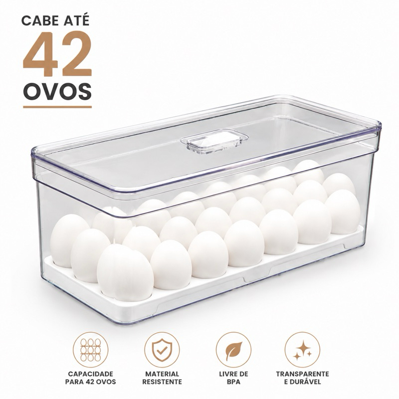 Porta Ovos Organizador de Acrílico para Geladeira Capacidade para 42 ovos