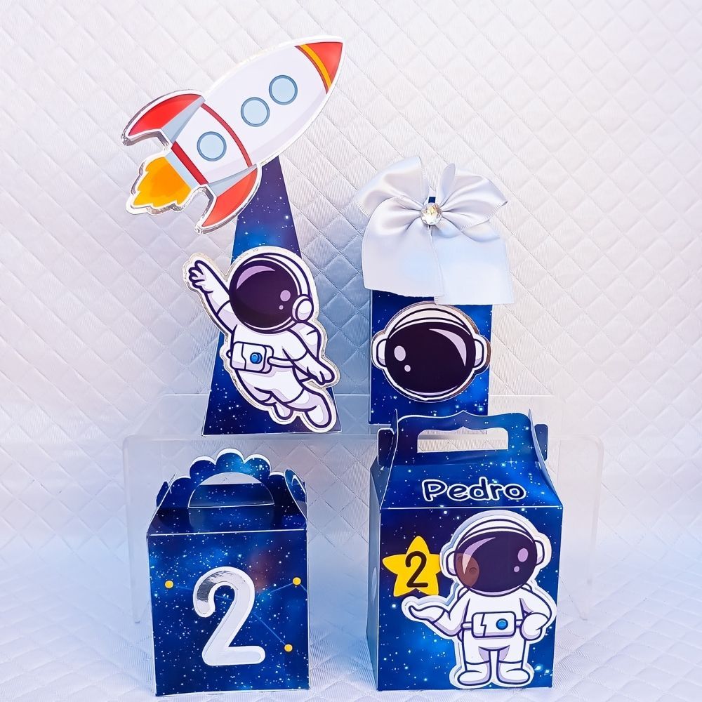 Kit Caixas ASTRONAUTA Personalizados para Lembrancinhas aniversário festa infantil