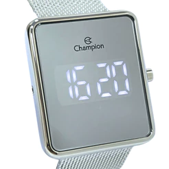 Relógio Champion Feminino Digital Led Branco Prateado CH40080S