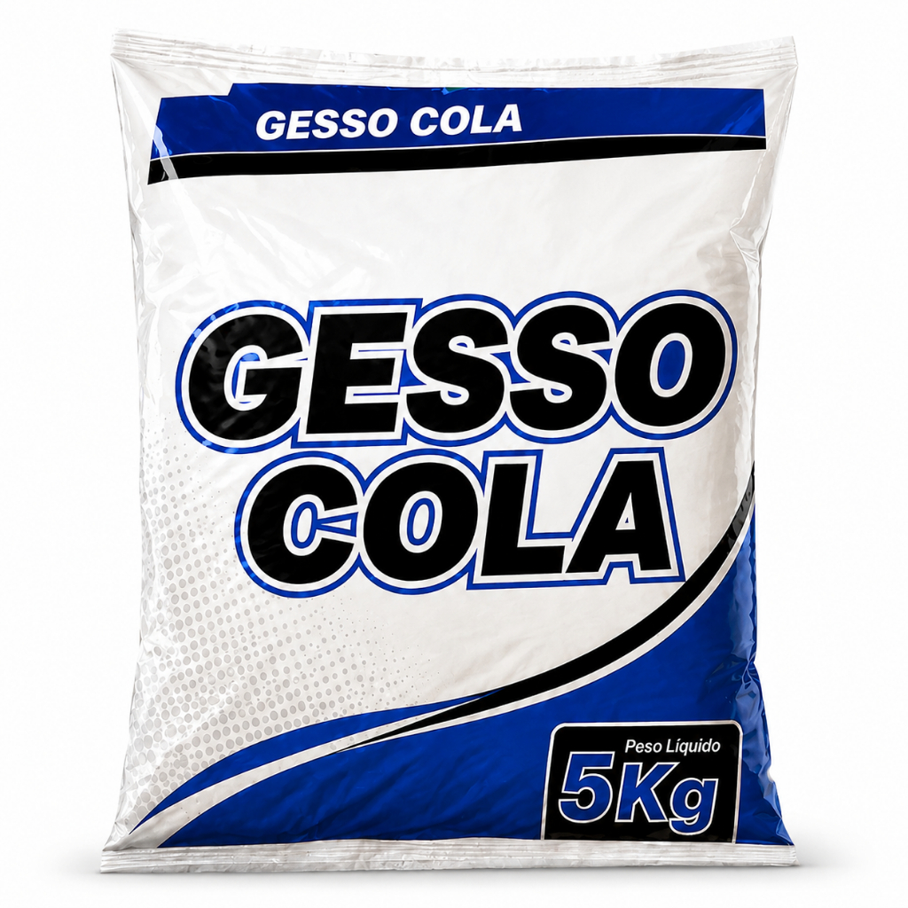 Gesso Cola Branco 5kg Multiuso Alta Aderência e Fixação para Construção Artesanato Placas 3D Molduras Drywall Reparos