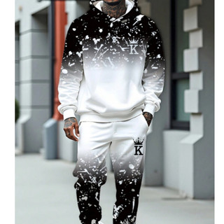 Conjunto de Moletom Masculino Streetwear Quente Calça e Blusa Capuz Bolsos Casual Estiloso Descolado Entrega Rapida