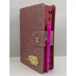 Bíblia Sagrada Tamanho médio 12,5x19 cm Com Harpa palavras de Jesus em vermelho Botão Gliter Rosa