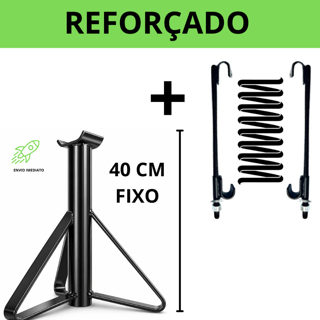 Kit - 1 cavalete - sem regulagem - altura 40 cm + 1 encolhedor de mola - reforçado