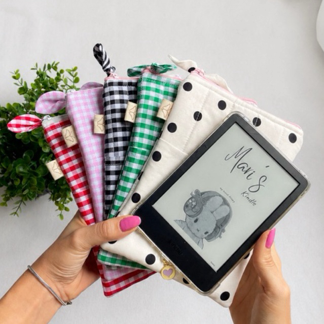 Porta kindle 6” e 7” Paperwhite | Porta celular | case de tecido acolchoada com fechamento em zíper