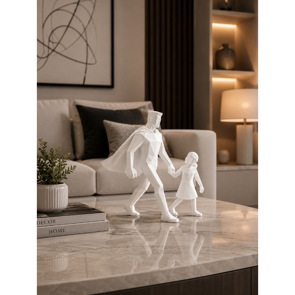 Estátua Pai Super-Herói Low Poly 3D |Variações / Decoração Geek | Presente Dia dos Pais