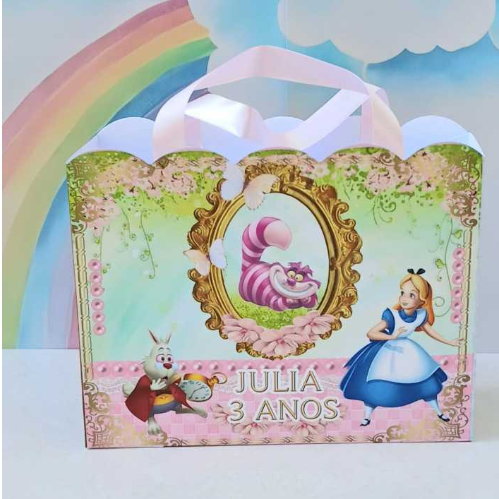 SACOLINHA TEMA ALICE NO PAÍS DAS MARAVILHAS PERSONALIZADA PARA LEMBRANCINHA DE FESTA DE ANIVERSÁRIO