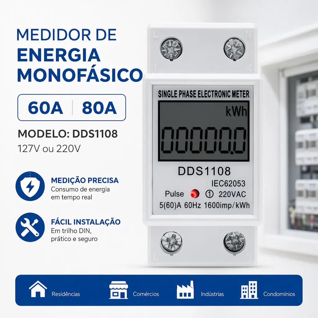 Medidor Monofásico De Consumo De Energia 220v 60a/80a