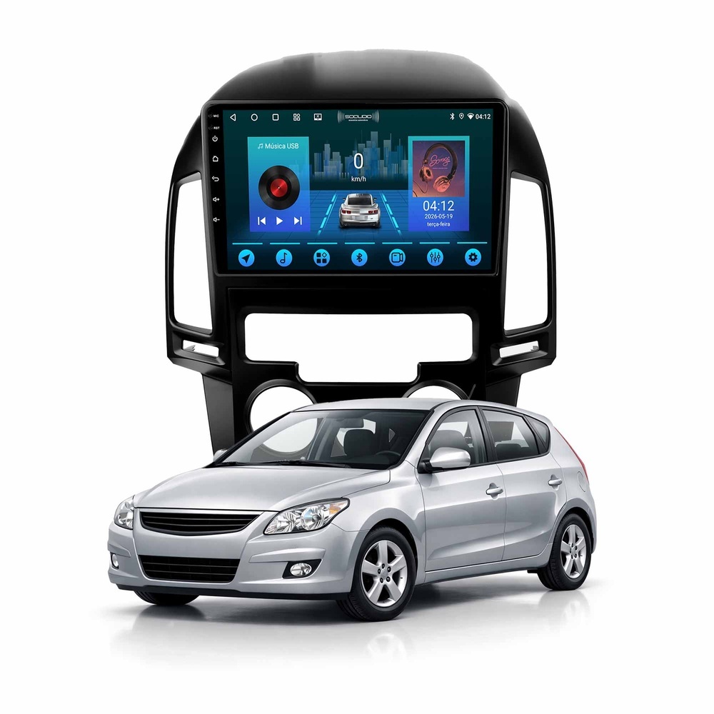 Multimídia 9P Hyundai I30 2009 A 2012 2ram +64gb Quadcore Carplay Android Gps Bluetooth