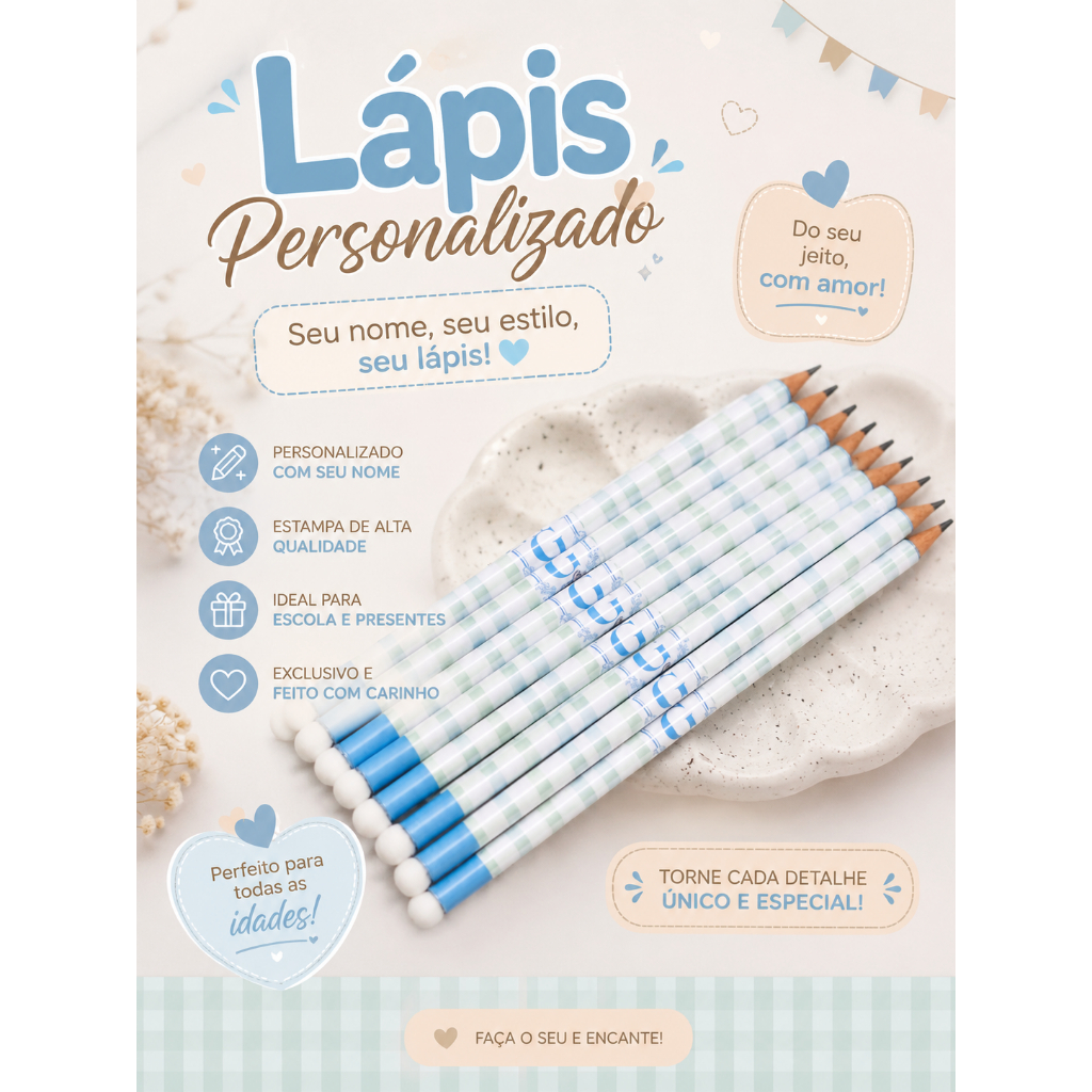 Lápis Personalizados no tema da sua festa- Aniversário Infantil - Empresas - Lembrancinha - Todos os temas