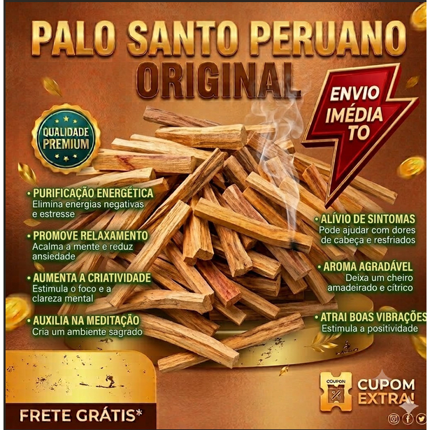 Imagem Palo Santo Peruano incenso 100% nat  vegano  purifica limp energética  meditaçao IOGA  CORTE PEQUENO