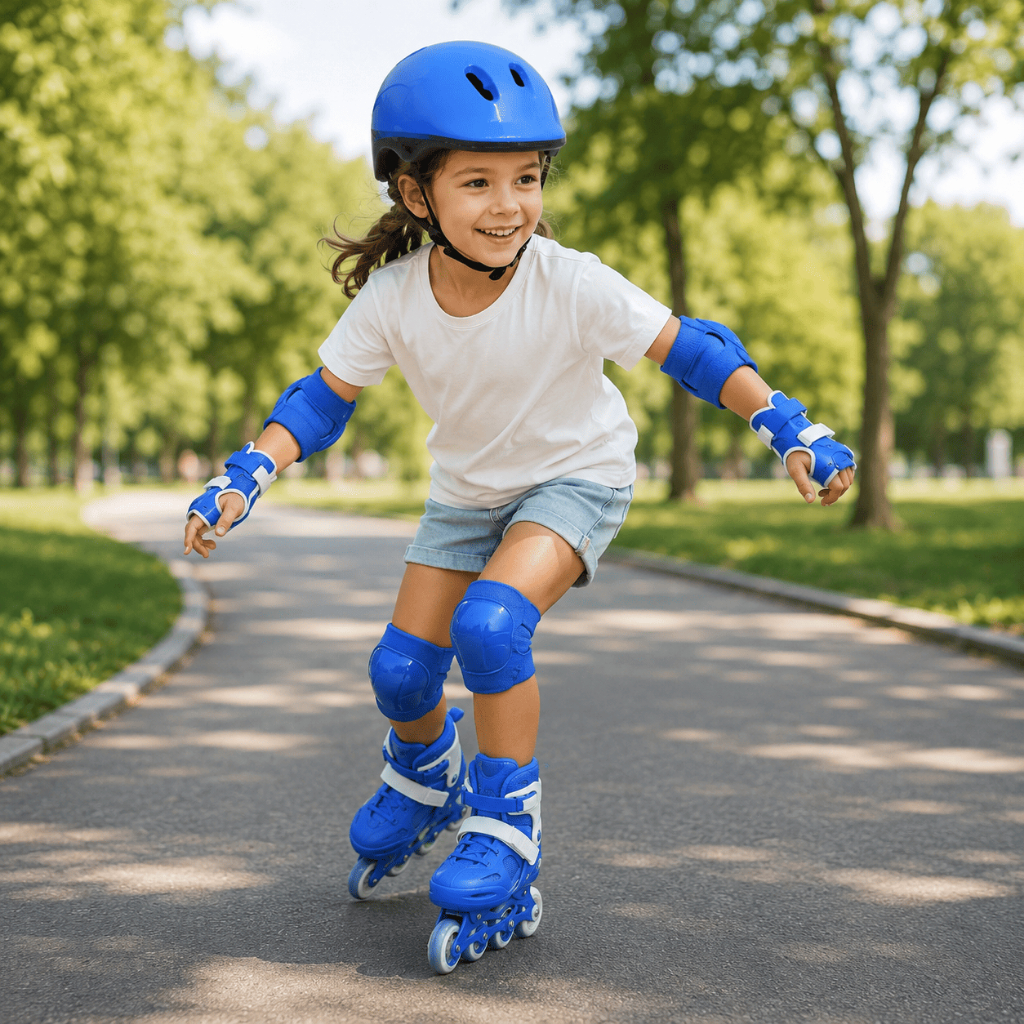 Kit Proteção Capacete Joelheira Cotoveleira Infantil Azul