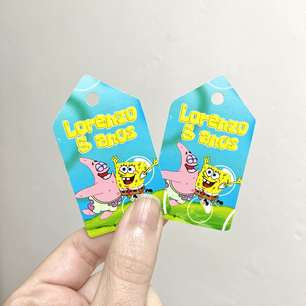 Kit Tags Personalizadas para Lembrancinhas Bob Esponja | Festa Infantil | Aniversário
