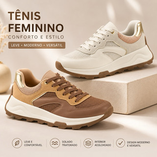 Tênis Feminino Beira Rio Chunky Casual Leve Confortável Solado Tratorado Original Moda 2026