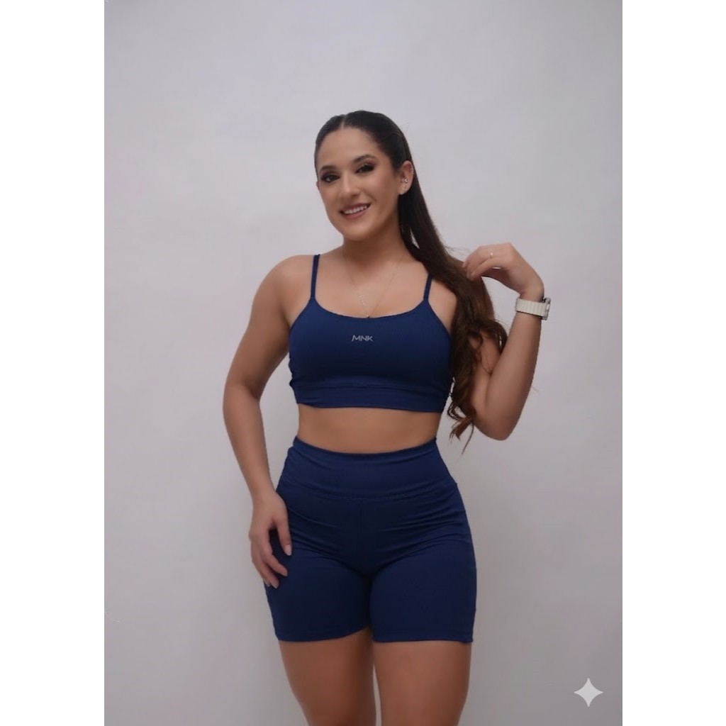 Conjunto Short E Top Feminino Poliamida Premium Fitness Academia Corrida Crossfit