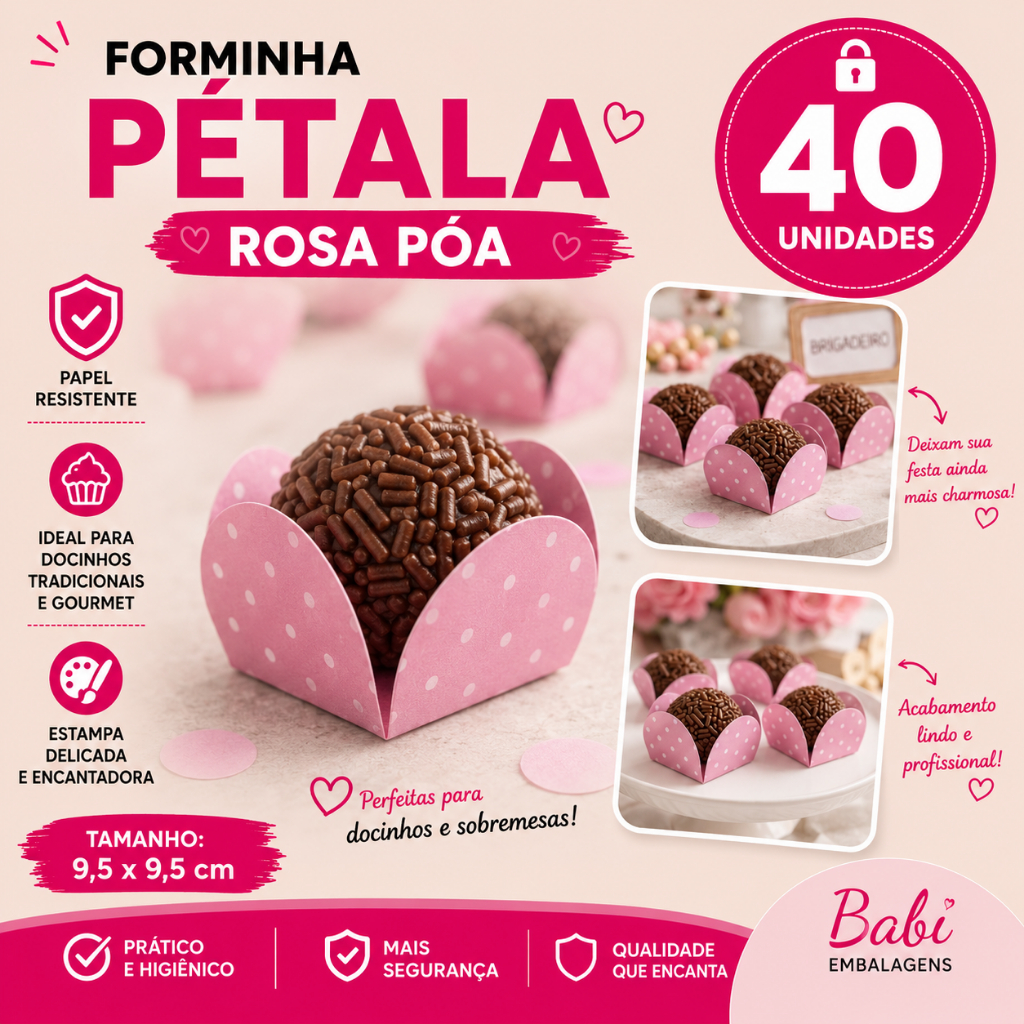 Forminha Pétala rosa poá - festa infantil