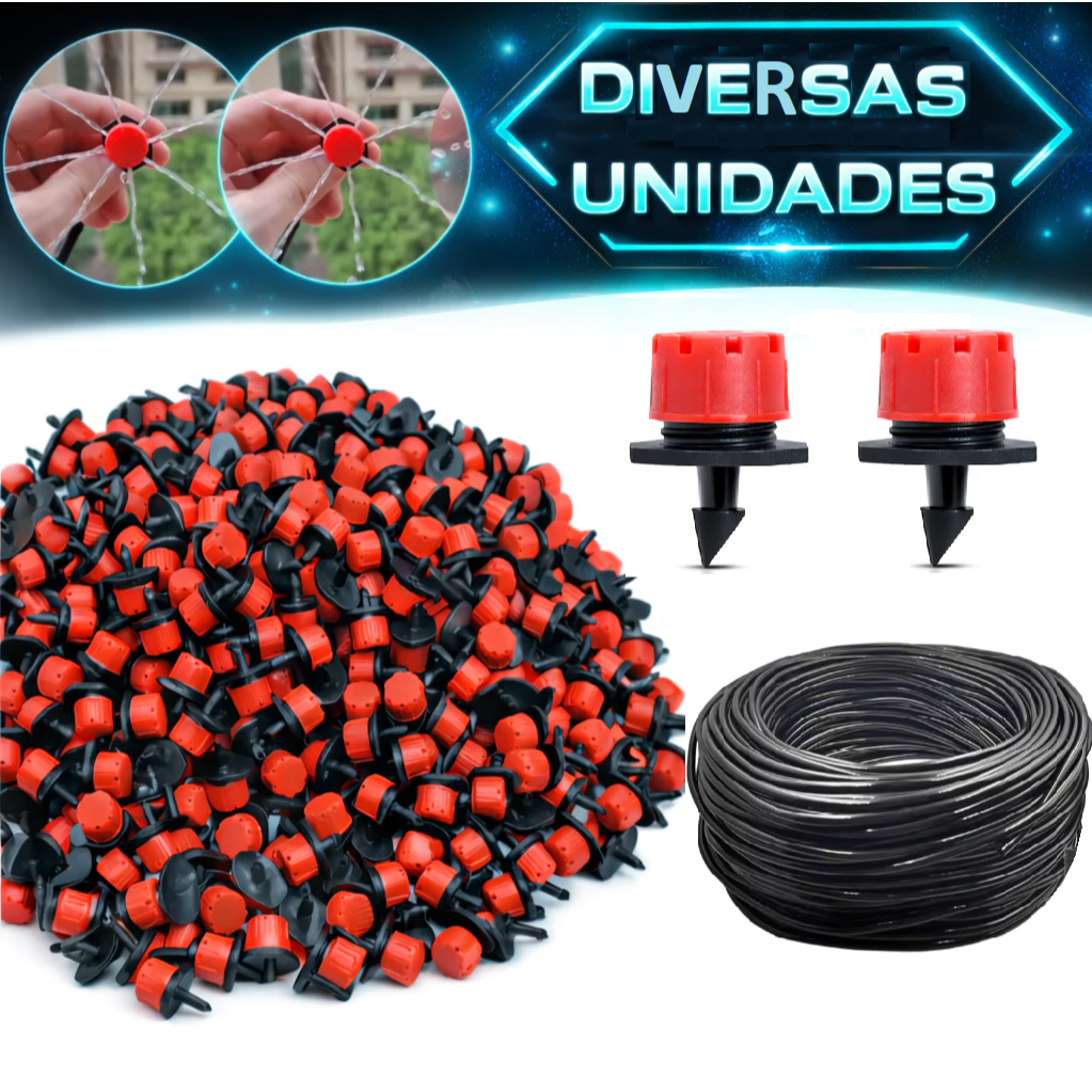 Kit 200 Gotejador Para Plantas Bico Irrigação de Jardim Regulável 70l/h Mangueira - OFERTA