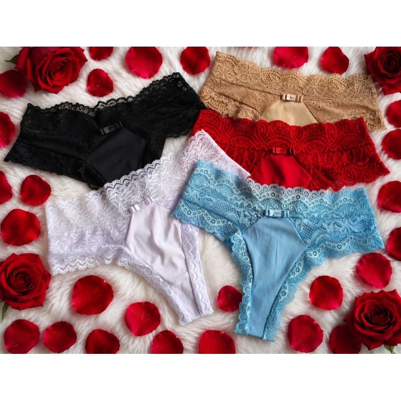 Kit Calcinha Fio Duplo Empina Bumbum em Renda Premium Sexy- Confortável, Não Marca, Toque Macio e Ajuste Perfeito