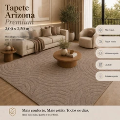 Tapete Premium 2,50x2,00 Sala Quarto Escritório Alto Relevo Macio Antiderrapante Marrom