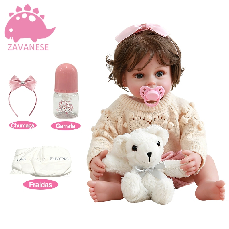 Bebê Reborn Silicone Menina Realista 100% Silicone Cabelo Curto Boneca Infantil