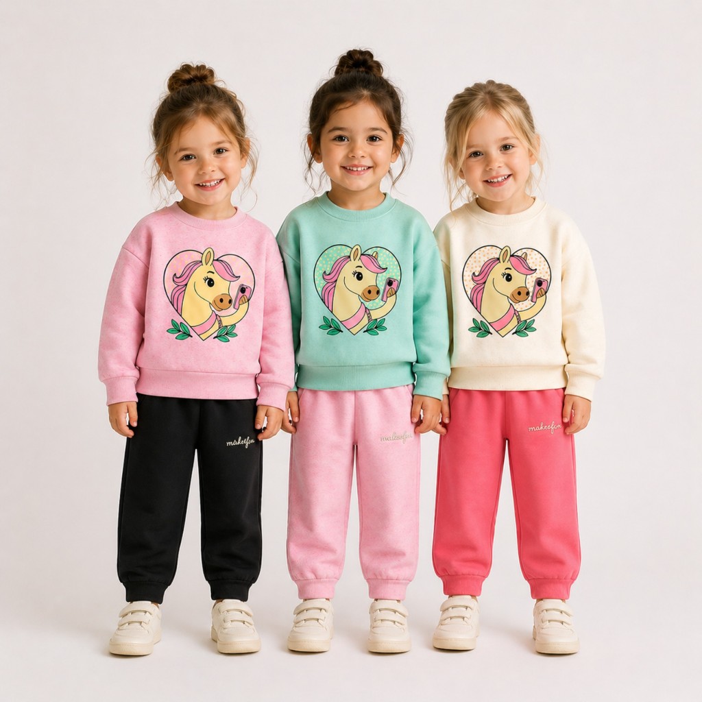 Conjunto Moletom Bebe Menina Roupa Inverno Peluciado Feminino Estampa Fofa 1 2 3 Anos