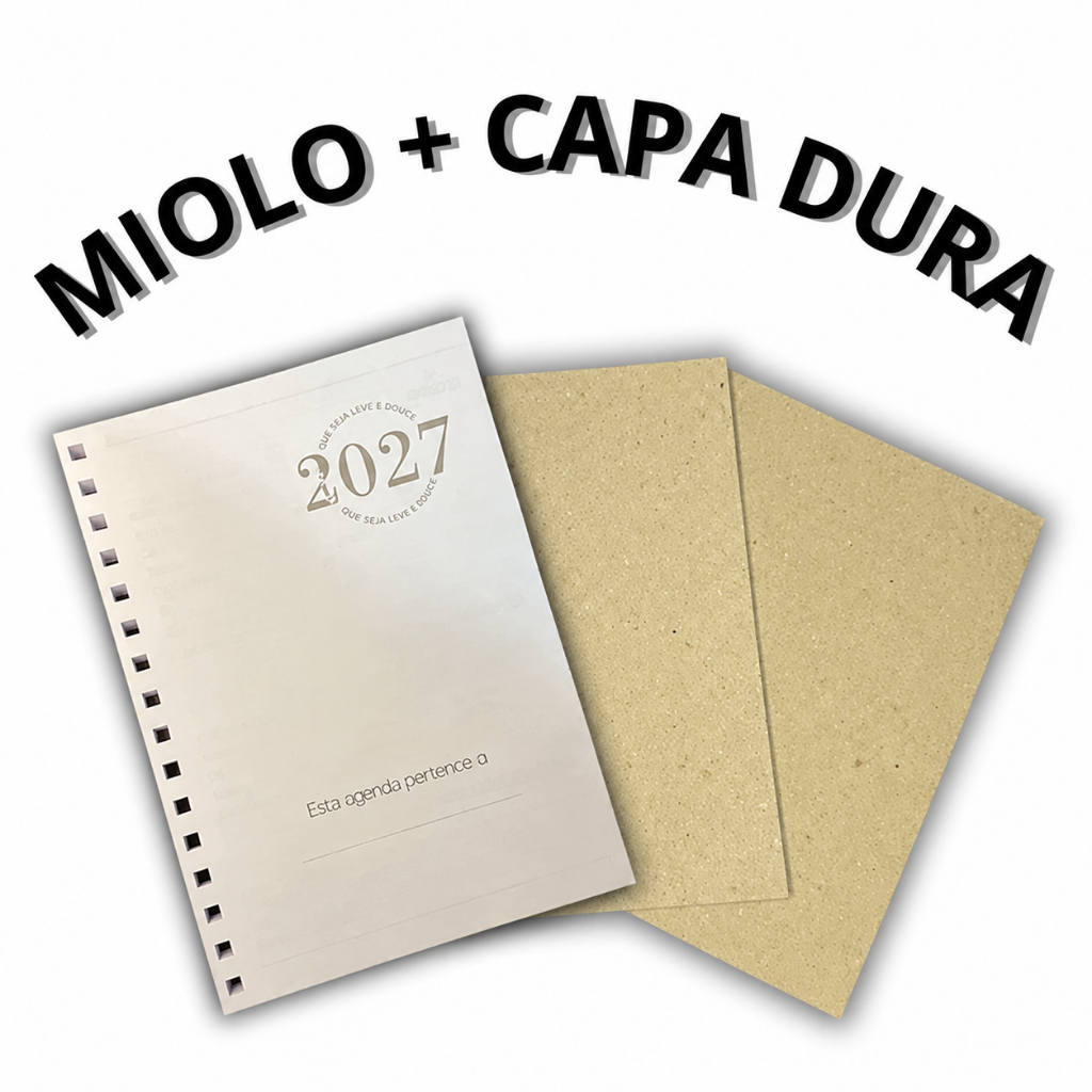Miolo Furado de Agenda 2027 - Impresso no A5 / Capa Dura + 350 Páginas / Embalagem Unitária