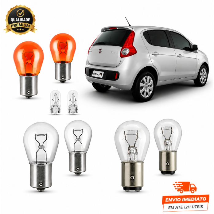 Kit Lampada Traseira Palio Attractive 2012 a 2017 Ré Seta Freio Lanterna T10 W5W