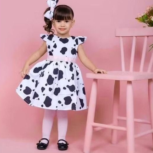 vestido infantil vaquinha e fazendinha