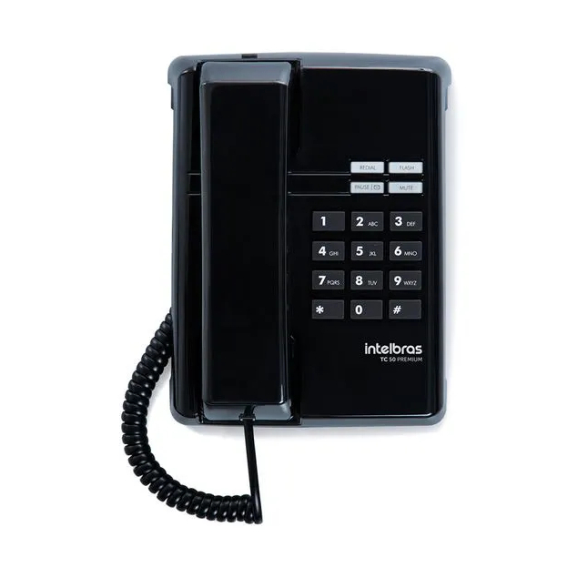 Telefone com Fio Intelbras TC 50 Premium Preto Original Mesa e Parede Alta Qualidade Resistente Volume