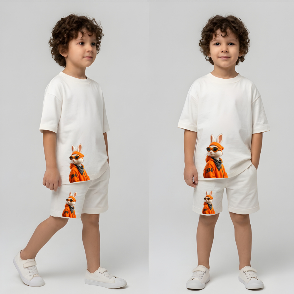 Conjunto Infantil Streetwear Camiseta Oversized + Short com Bolso Suedine Premium de 2 a 8 anos