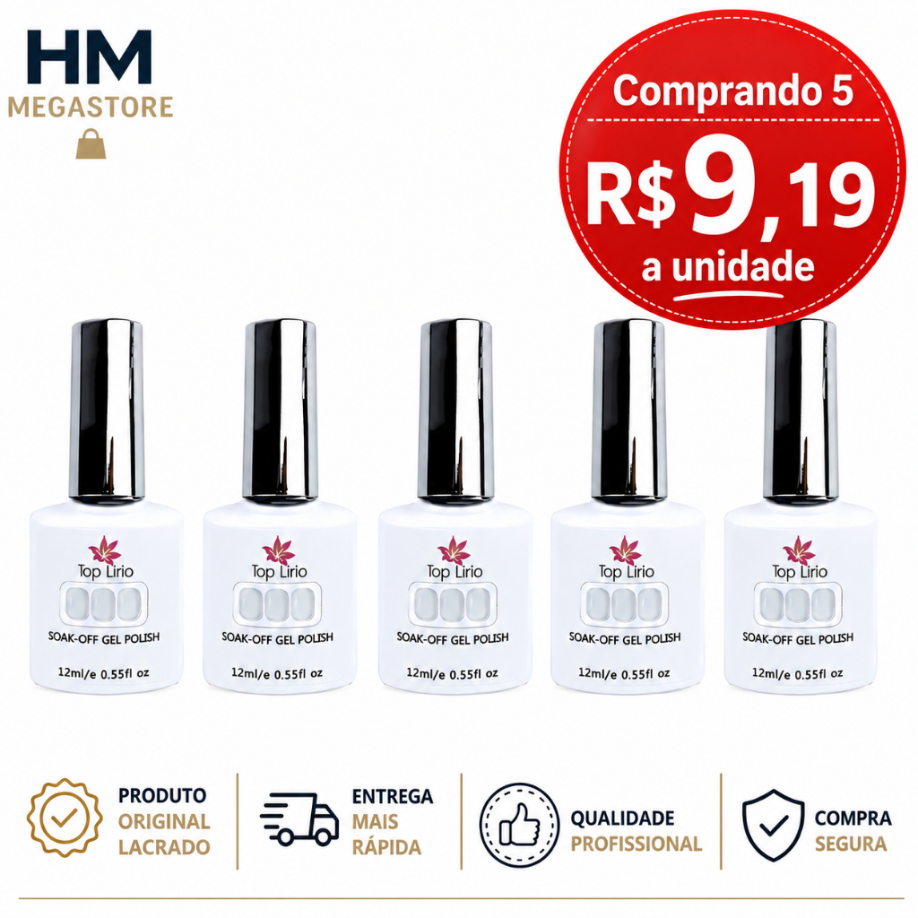 Esmalte de Renda em Gel 12ml soak-off Gel Lirio Até 5 unidades
