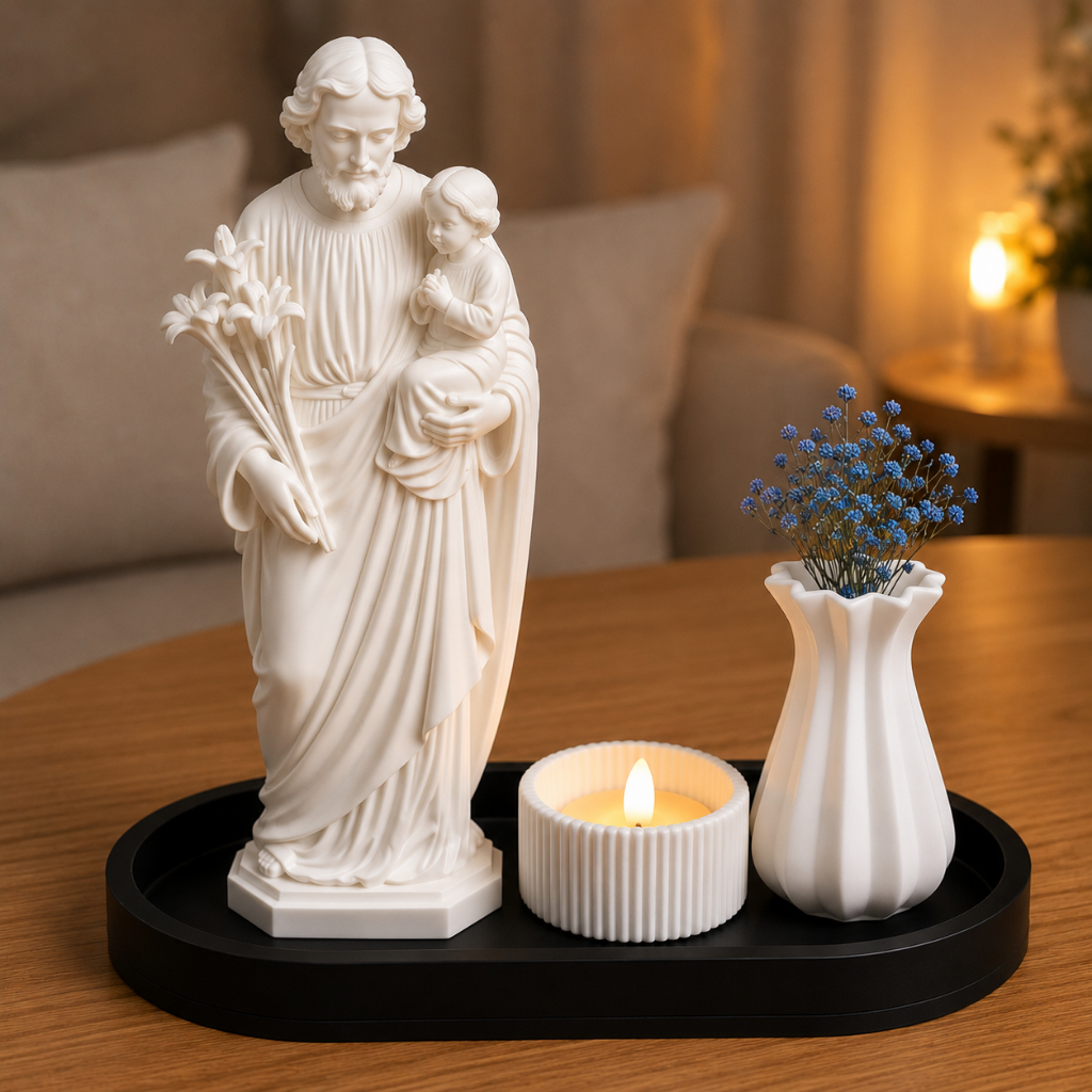 São José com Menino Jesus Cantinho da Oração Decoração Religiosa Presente Católico Imagem Santo Oratório