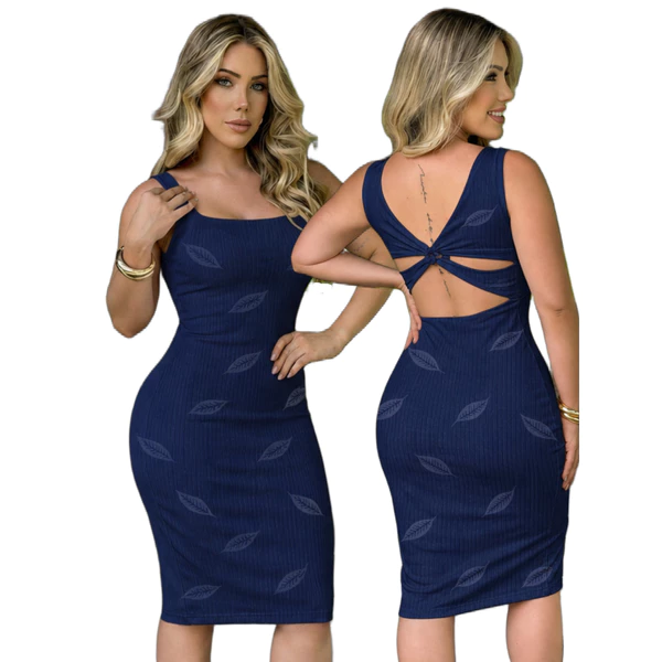 Vestido Feminino Midi Suede Canelado