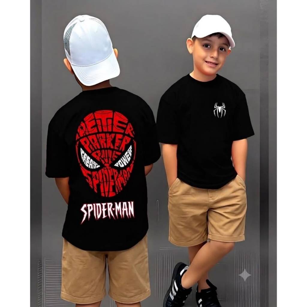 Conjunto Camiseta e Bermuda Infantil Spider-Man Homem Aranha em Algodão 100%
