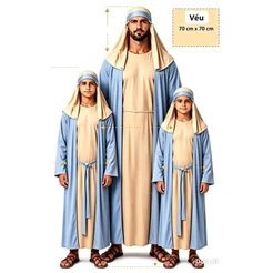 Fantasia Bíblica do Infantil ao Adulto, AZUL CLARO E BEJE, Vestes dos Tempos de Jesus, Roupas dos discípulos
