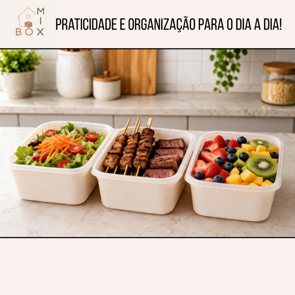 Kit Pote Plástico Organizador 4,2L com Tampa Transparente | Ideal para Armazenar Alimentos e Mantimentos