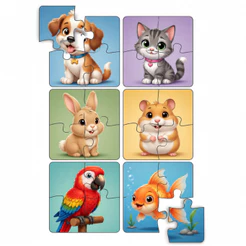 Kit 6 Quebra Cabeça Infantil Madeira Com 4 Peças