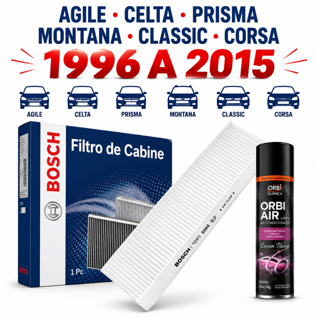 Filtro Ar Condicionado + Higinizador Agile Celta Prisma Montana Classic Corsa 1996 A 2015