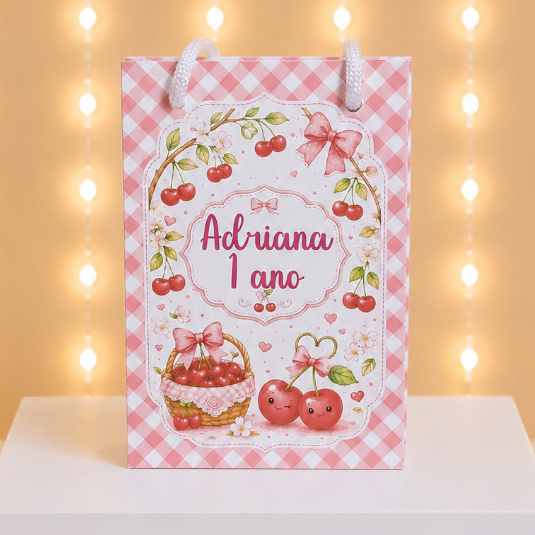 Sacolinha Personalizada Cerejinha Lembrancinha de Festa Aniversário
