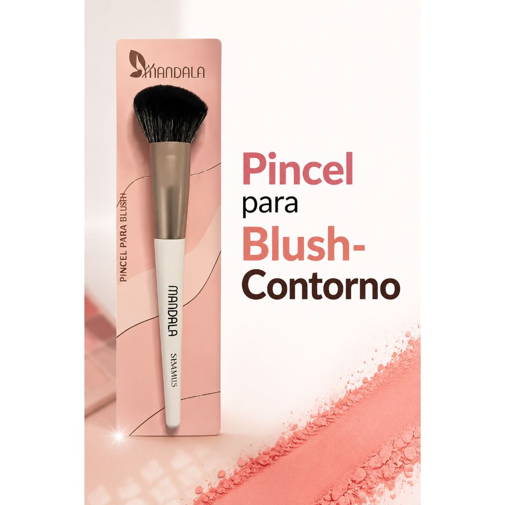 Pincel Chanfrado de maquiagem para Contorno facial e Blush - Mandala