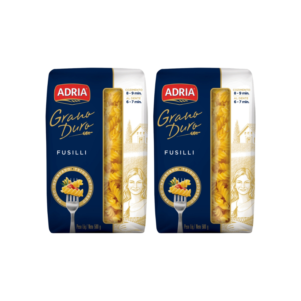 Kit 2un Macarrão Grano Duro Adria Fusilli 500g