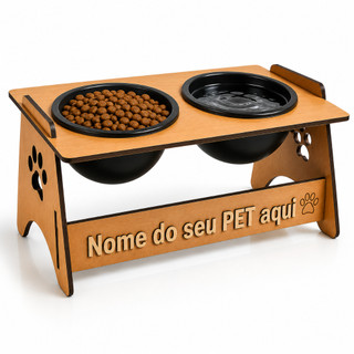 Tigelas Comedouro Bebedouro Elevado Em MDF Suspenso Para Pets Gato Cachorro Para Agua e R…