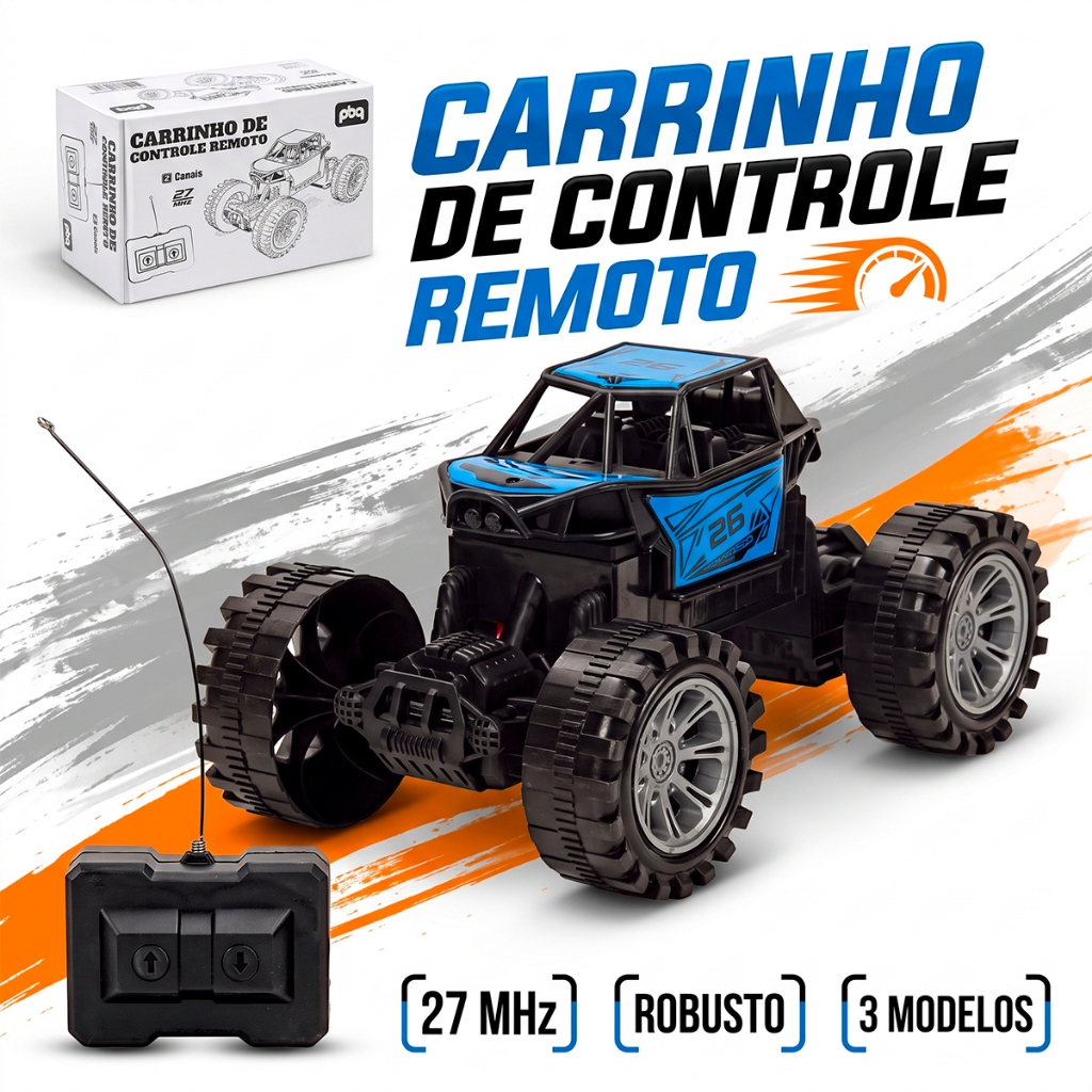 Carrinho Controle Remoto 4x4 Off Road Várias Cores Infantil 27mhz Pilha Diversão para Família