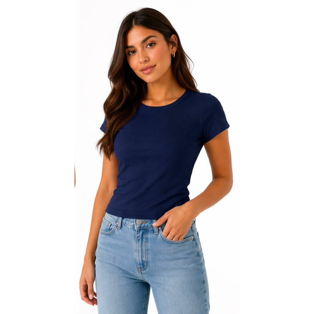 Kit 3 Blusas Feminina Gabrieli Ribana Canelada Básica Premium Casual Estilosa Elegante e Tendência.