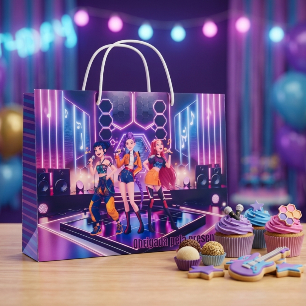 5 Sacolinha personalizada lembrancinha Guerreiras do K-pop | Personalizados lembrancinha festa infantil
