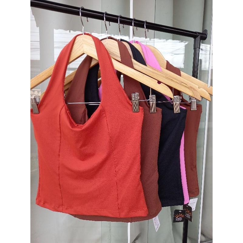 BLUSA REGATA FEMININA HALTER FRENTE ÚNICA POLIAMIDA PREMIUM TOQUE GELADO FITNESS CASUAL
