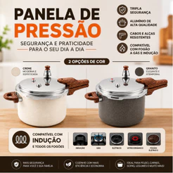 Panela Pressão Cerâmica Granito Indução 4,2L 3 Válvulas Segurança Pratitudo Essencial