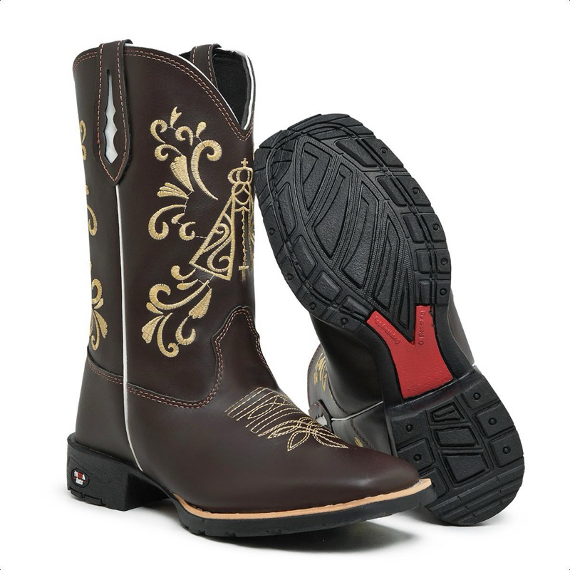 Bota Texana Nossa Senhora - Feminina Country em Couro Legítimo – Estilosa, Confortável e Resistente