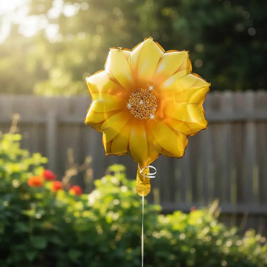 Detalhes do Balão Metalizado Flor Girassol Amarelo Festa Jardim Decoração Enfeites